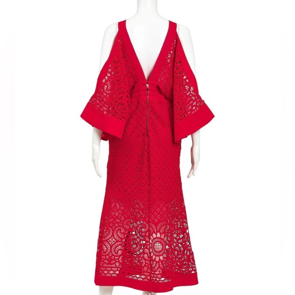 ALICE MCCALL Break Love Red Lace Cold Shoulder Midi Dress - Picture 14 of 16